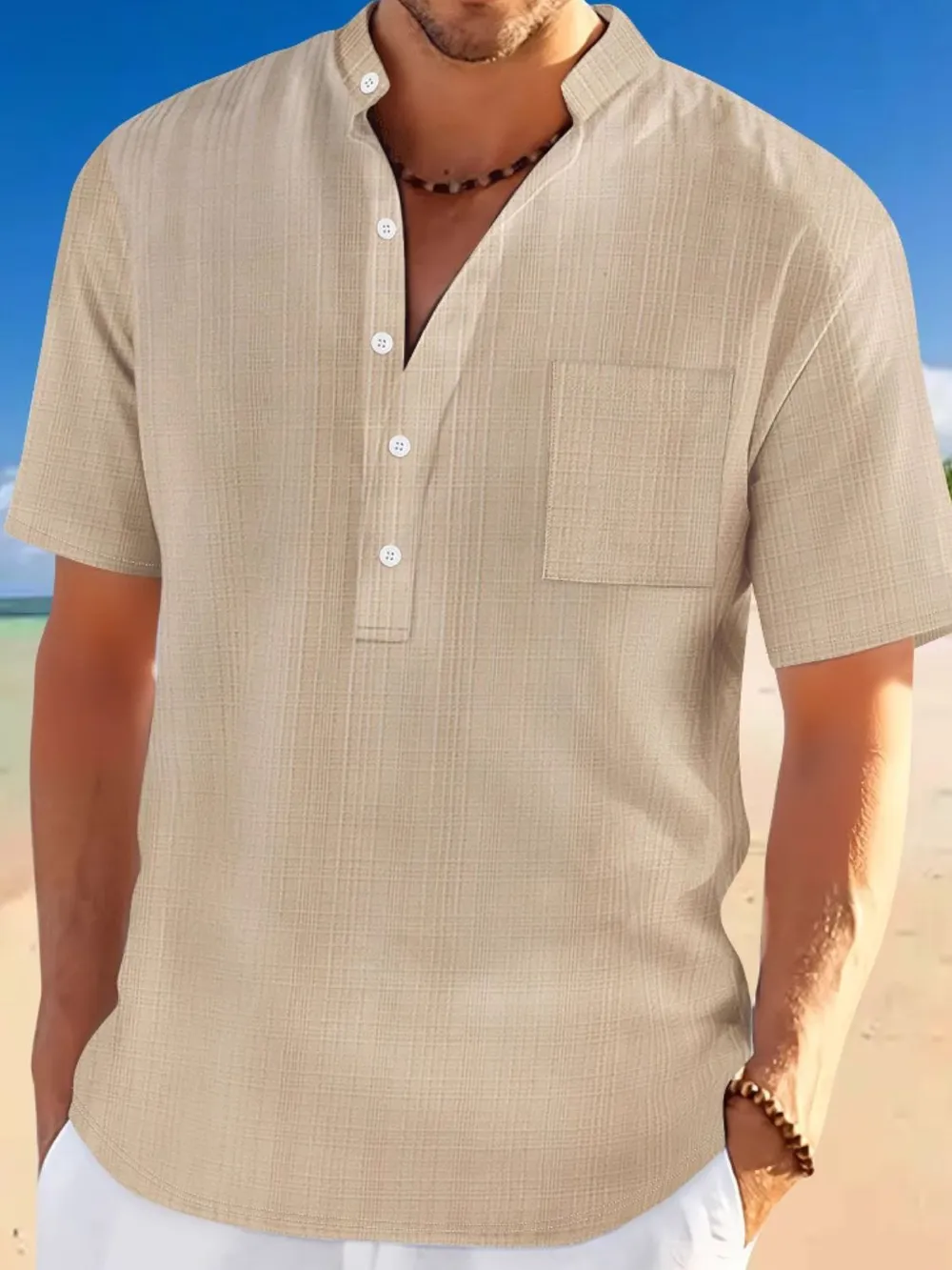 Men's Full Size Half Button Short Sleeve Polo Plus Size, image 5