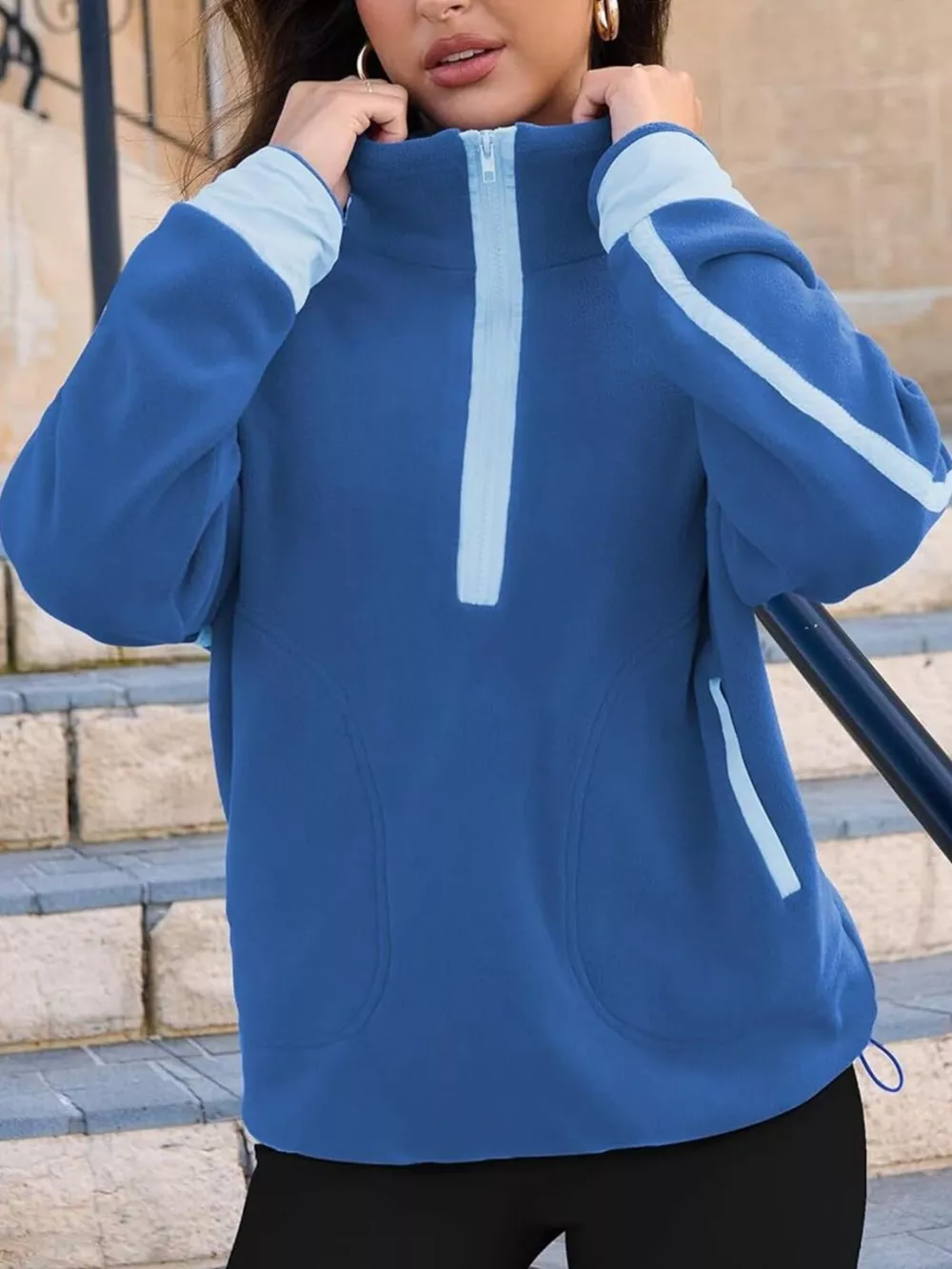 Half Zip Dropped Shoulder Sweatshirt, image 2