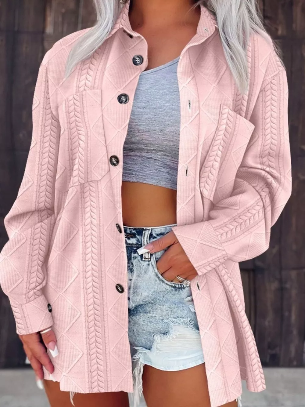 Button Up Long Sleeve Knit Outerwear, image 10