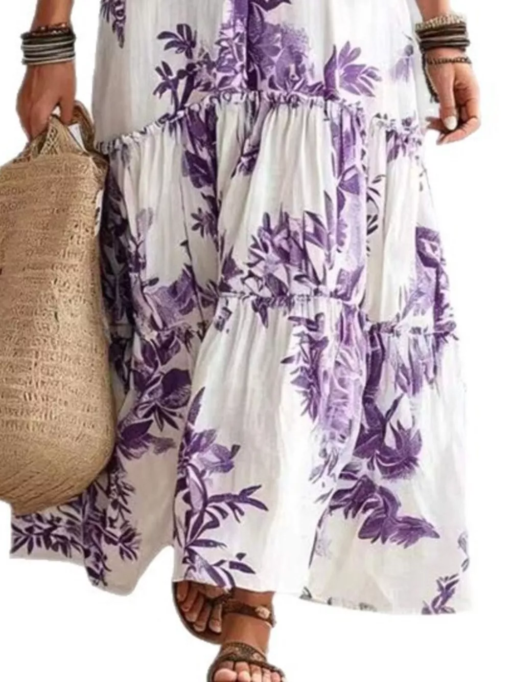 Printed Button Front Maxi Dress, image 7