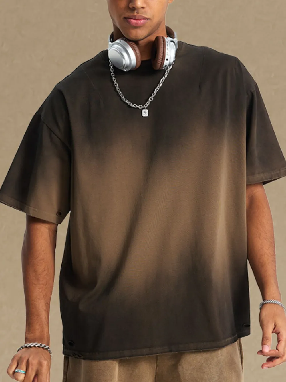 Men's Gradient Round Neck Half Sleeve T-Shirt, image 5