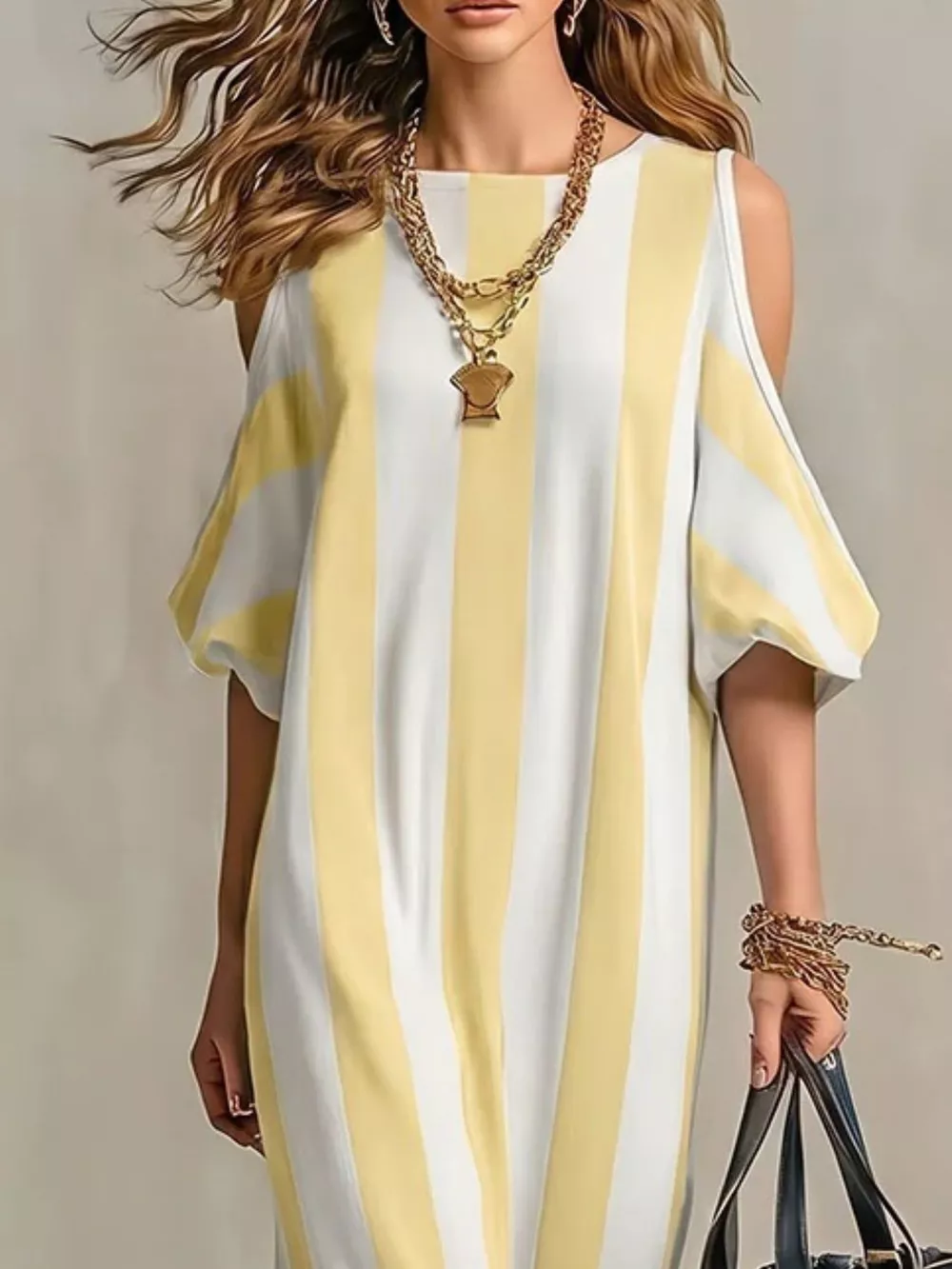 Striped Cold Shoulder Maxi Dress, image 10