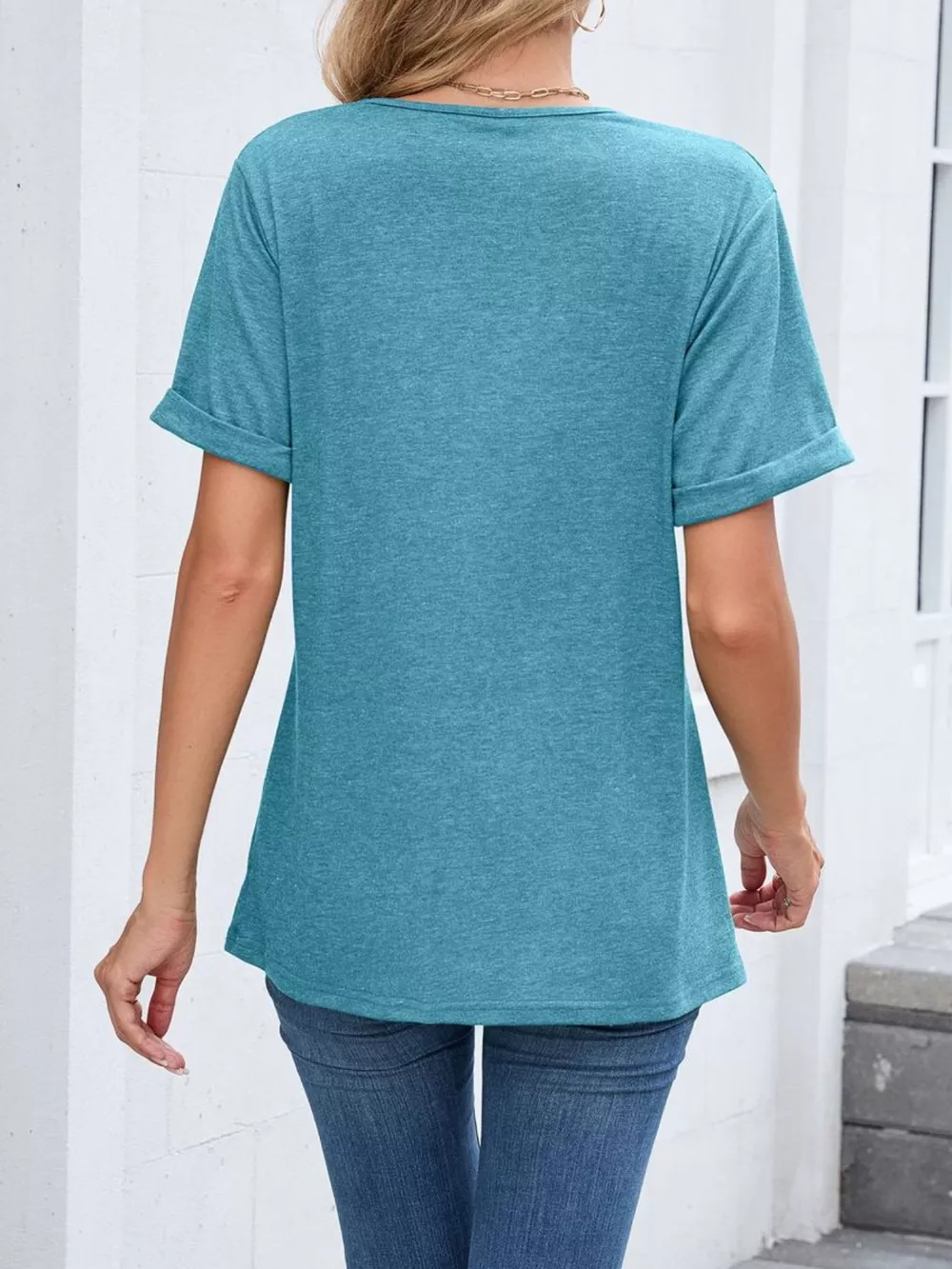Casual V-Neck Short Sleeve T-Shirt, image 2