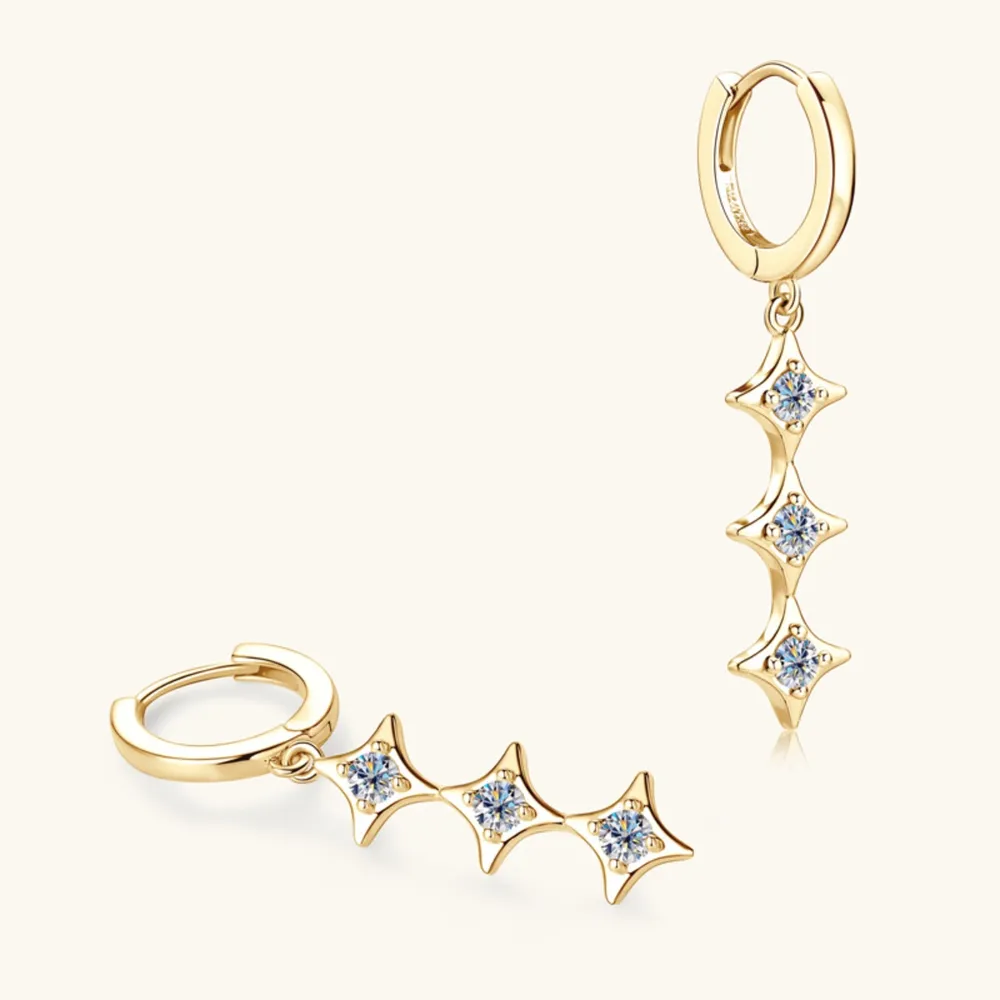 Moissanite 925 Sterling Silver Geometric Shape Earrings, image 4