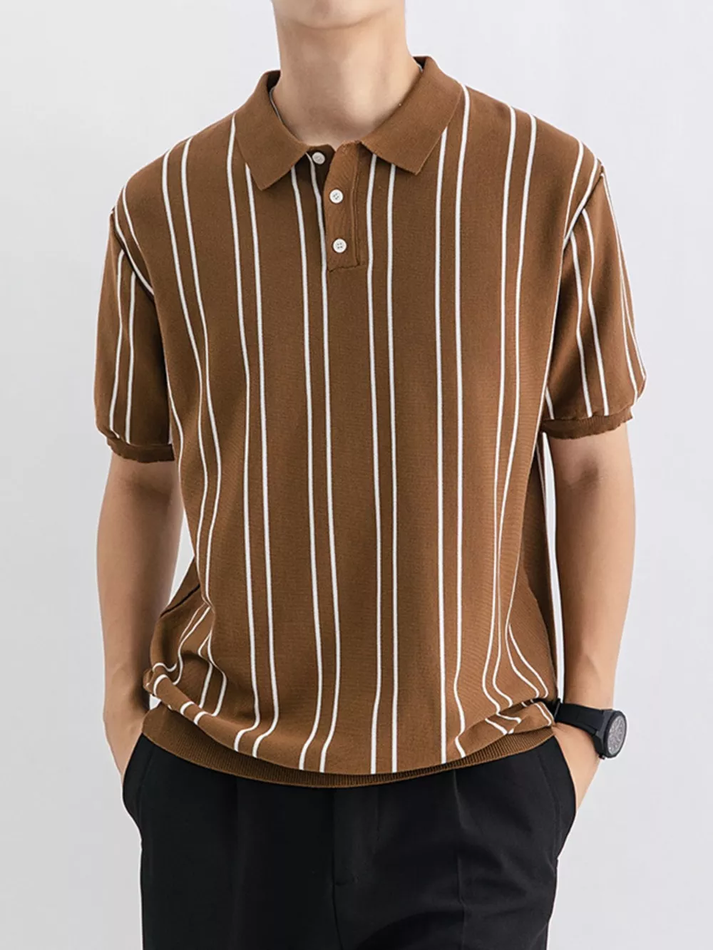 Men's Plus Size Striped Casual Fit Polo, image 5