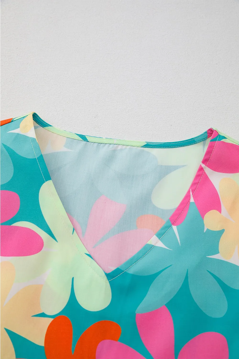 Floral Print Bubble Sleeve V Neck Peplum Blouse, image 2