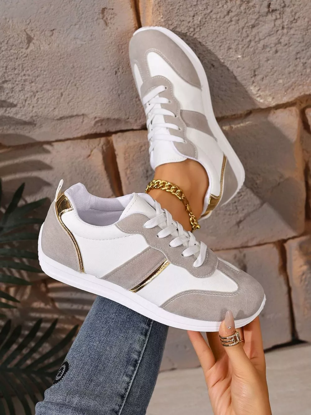 Round Toe Lace Up Sneakers, image 2
