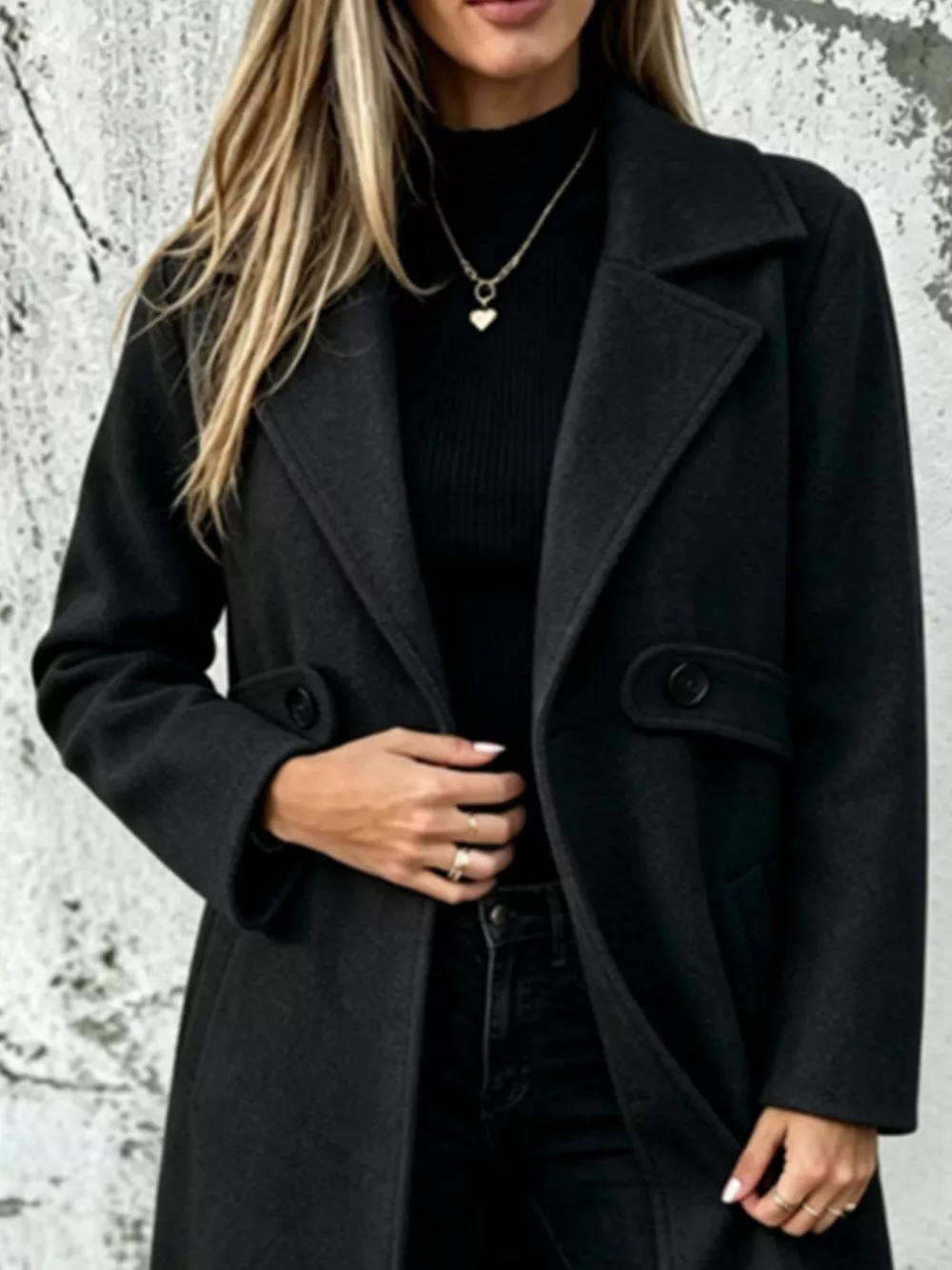 Full Size Lapel Collar Longline Overcoat Plus Size, image 6