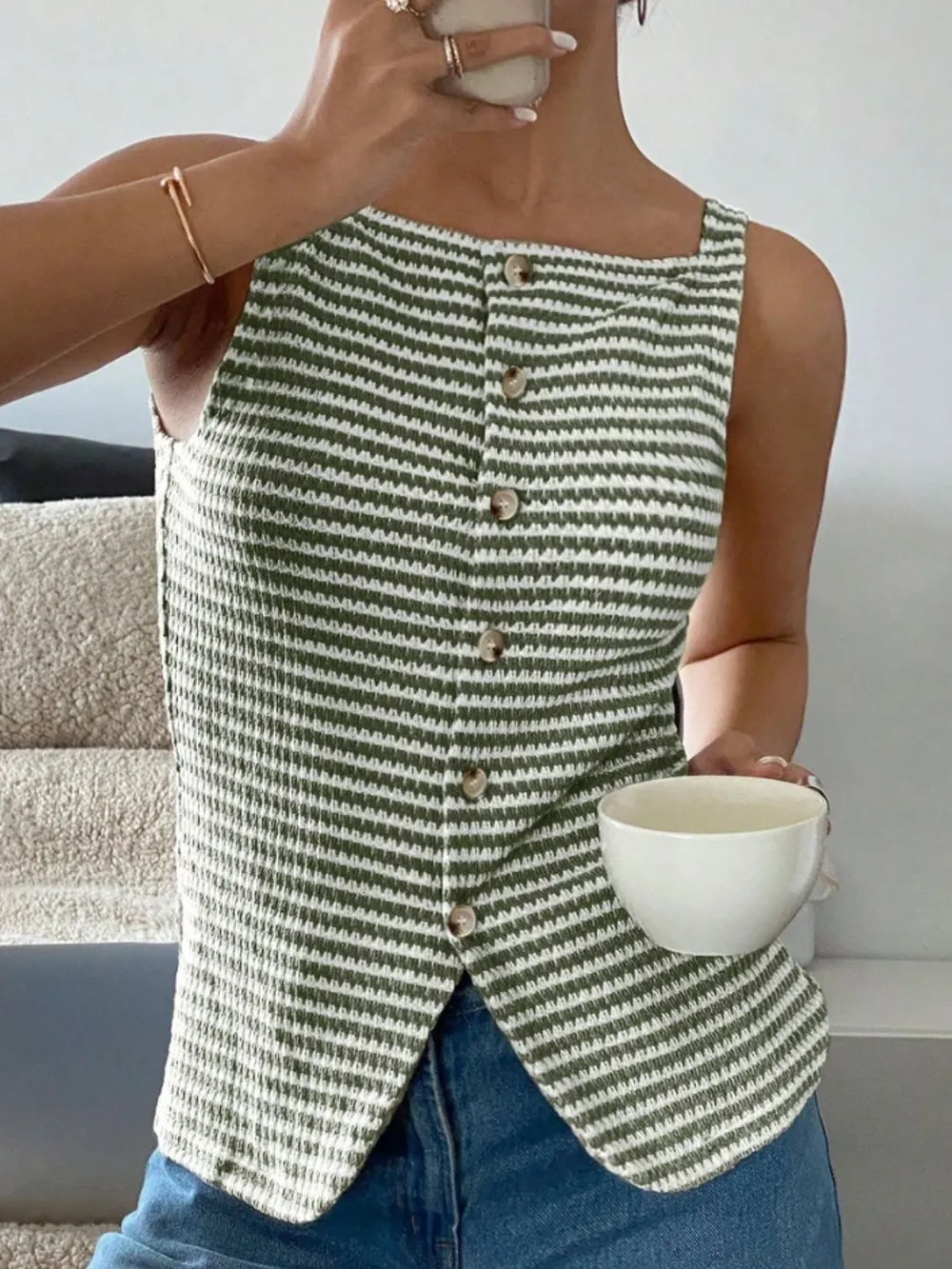 Button Down Striped Tank, image 2