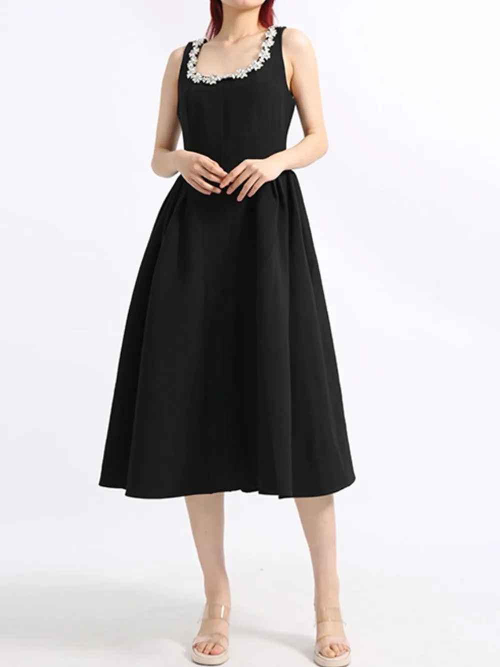 Flower Scoop Neck Sleeveless Dress, image 3