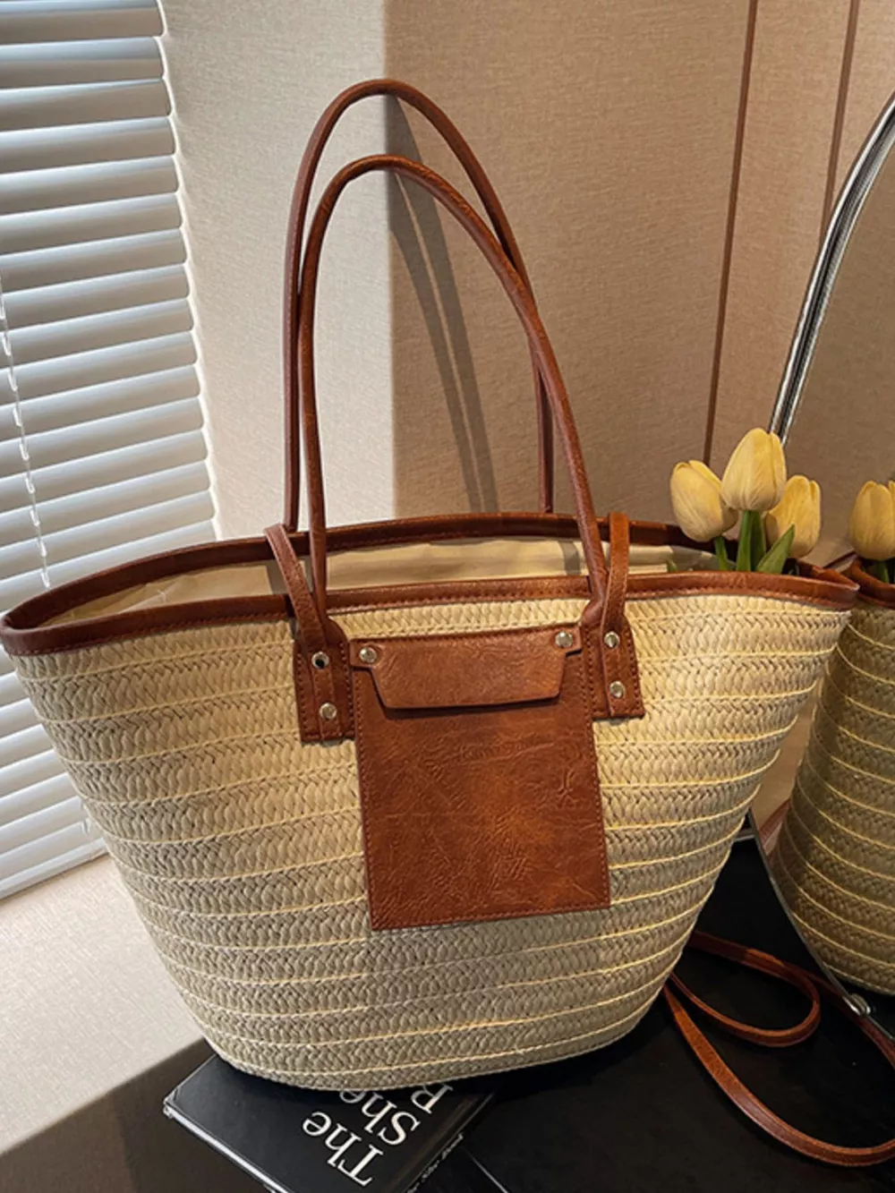 Woven Straw Tote Bag, image 5