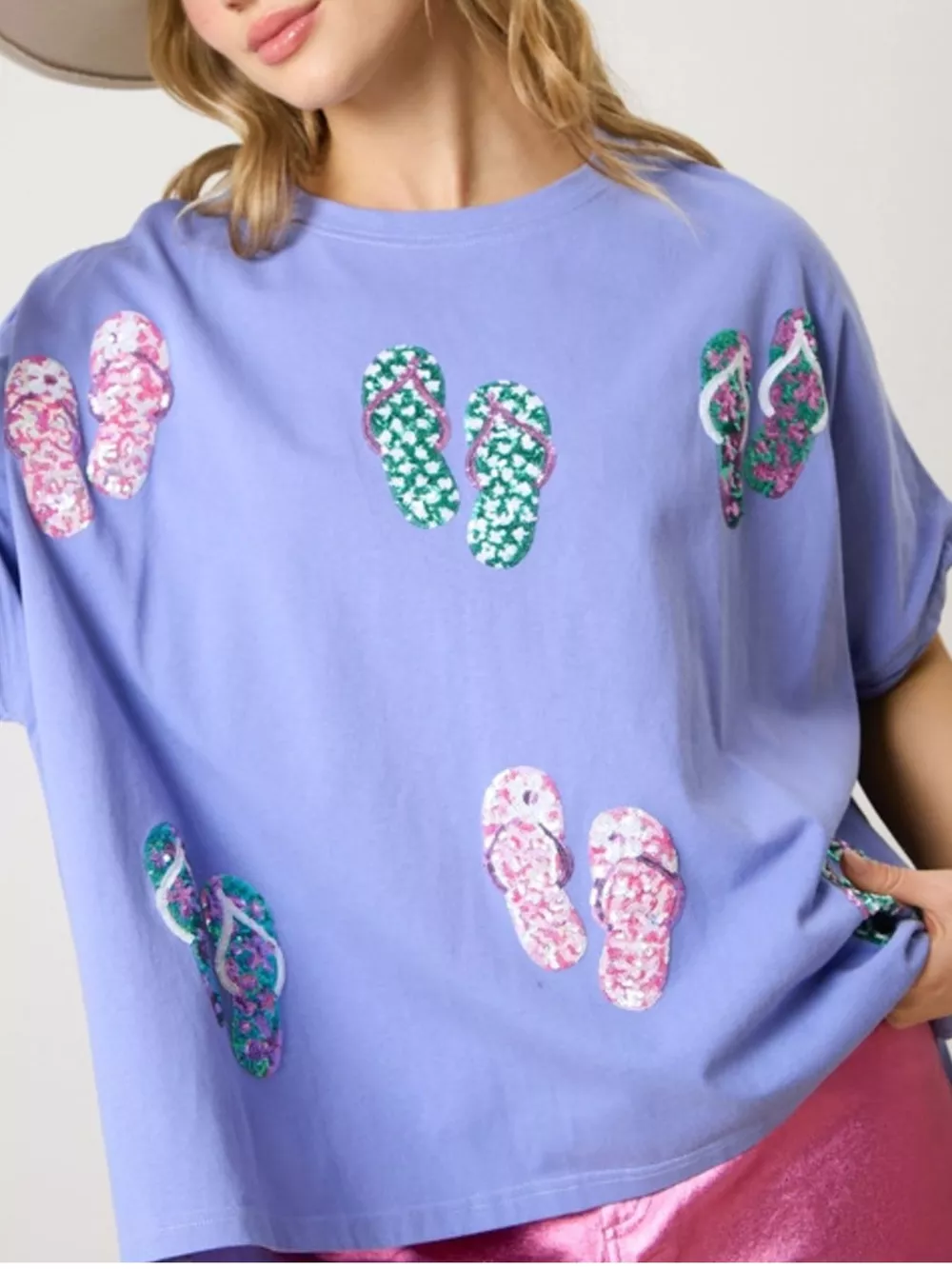 Flip-Flop Print Round Neck Casual T-Shirt, image 4
