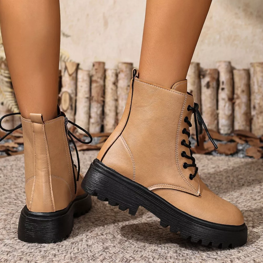 Lace-Up Ankle Combat Boots, image 3