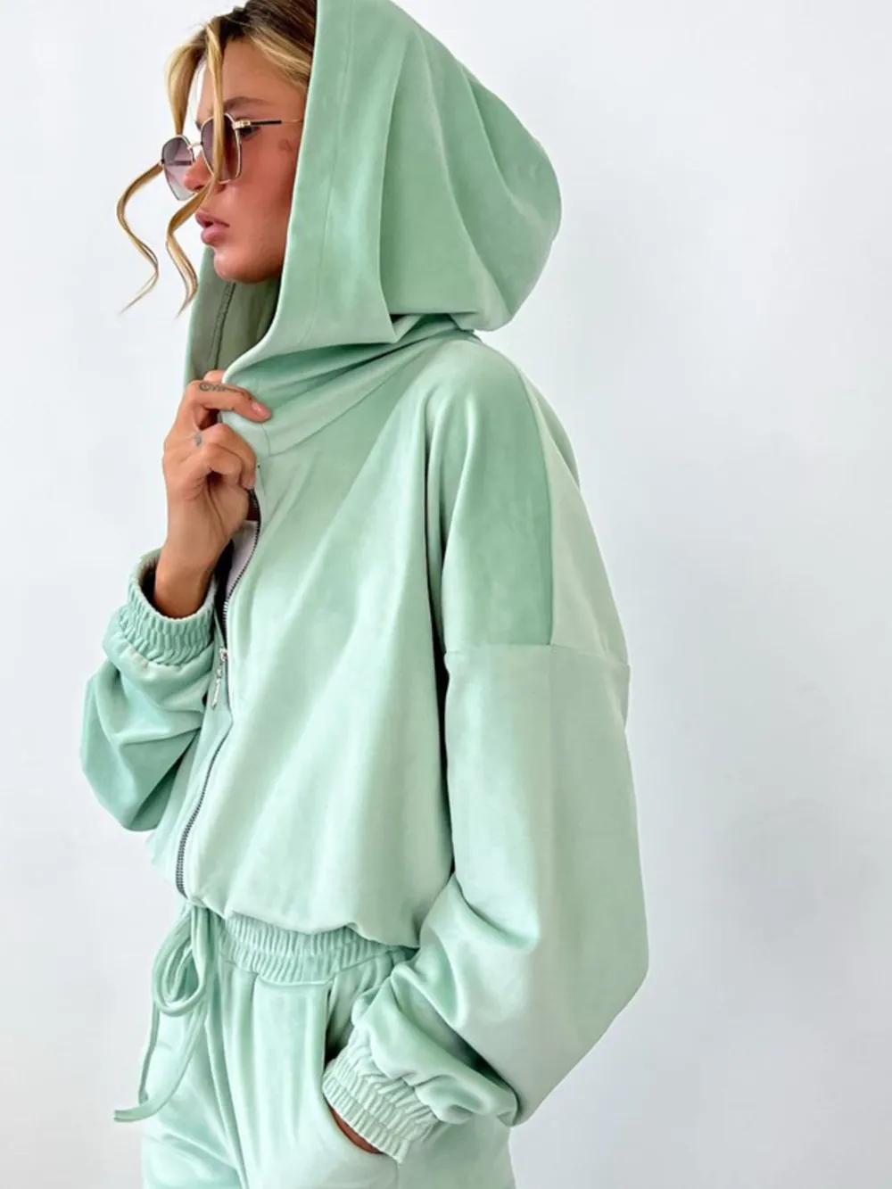 Zip Up Long Sleeve Top and Pants Set, image 8