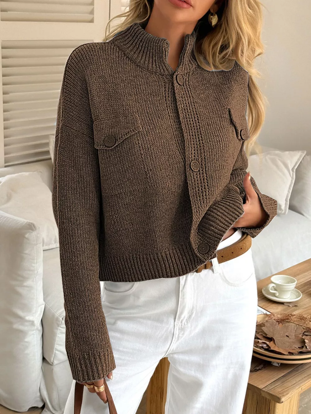 Button-Down Knit Cardigan, image 2