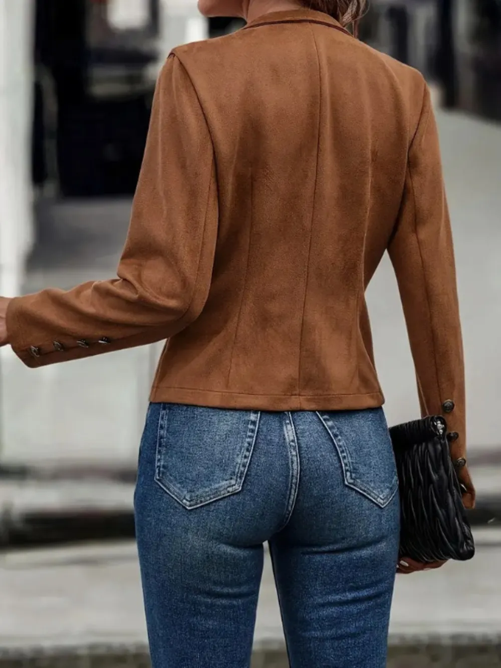 Decorative Button Open Front Long Sleeve Jacket, image 3