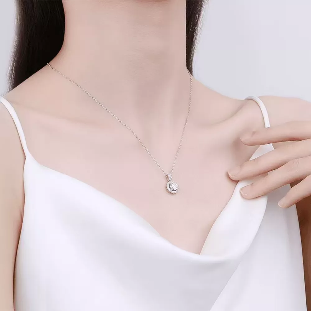 1 Carat Moissanite 925 Sterling Silver Pendant Necklace, image 2