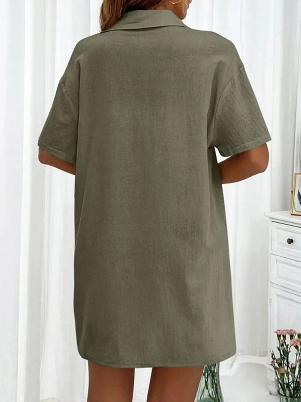 Button Up Shirt and Drawstring Shorts Set, image 2