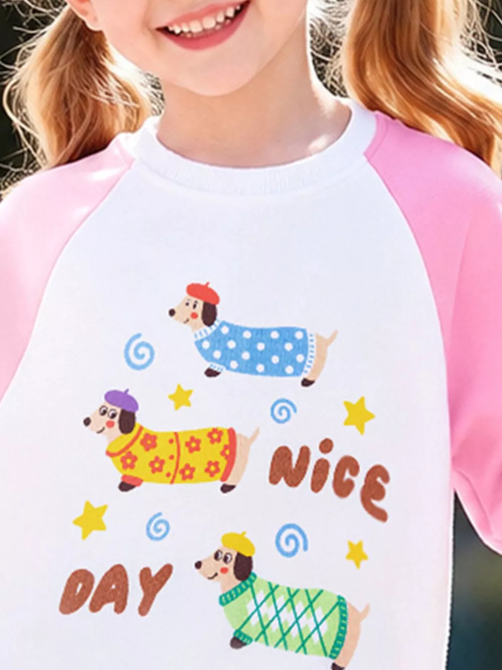 Children's Cartoon Dog Raglan Sleeve Sweatshirt, image 3