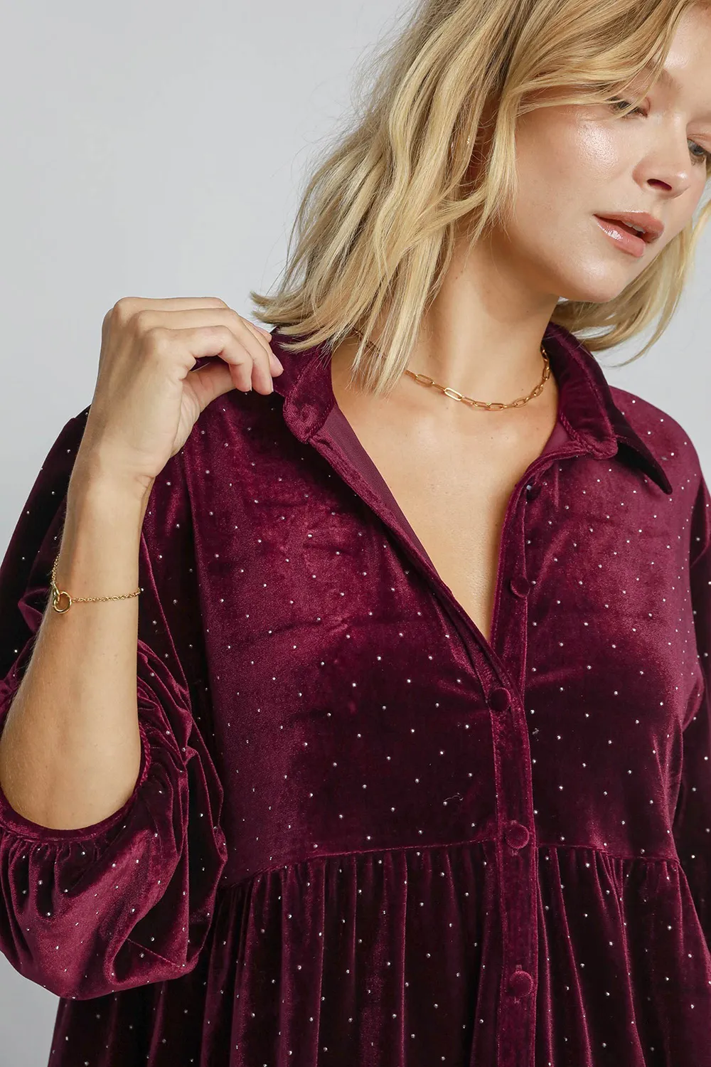 Full Size Polka Dot Button Up Half Sleeve Shirt, image 5