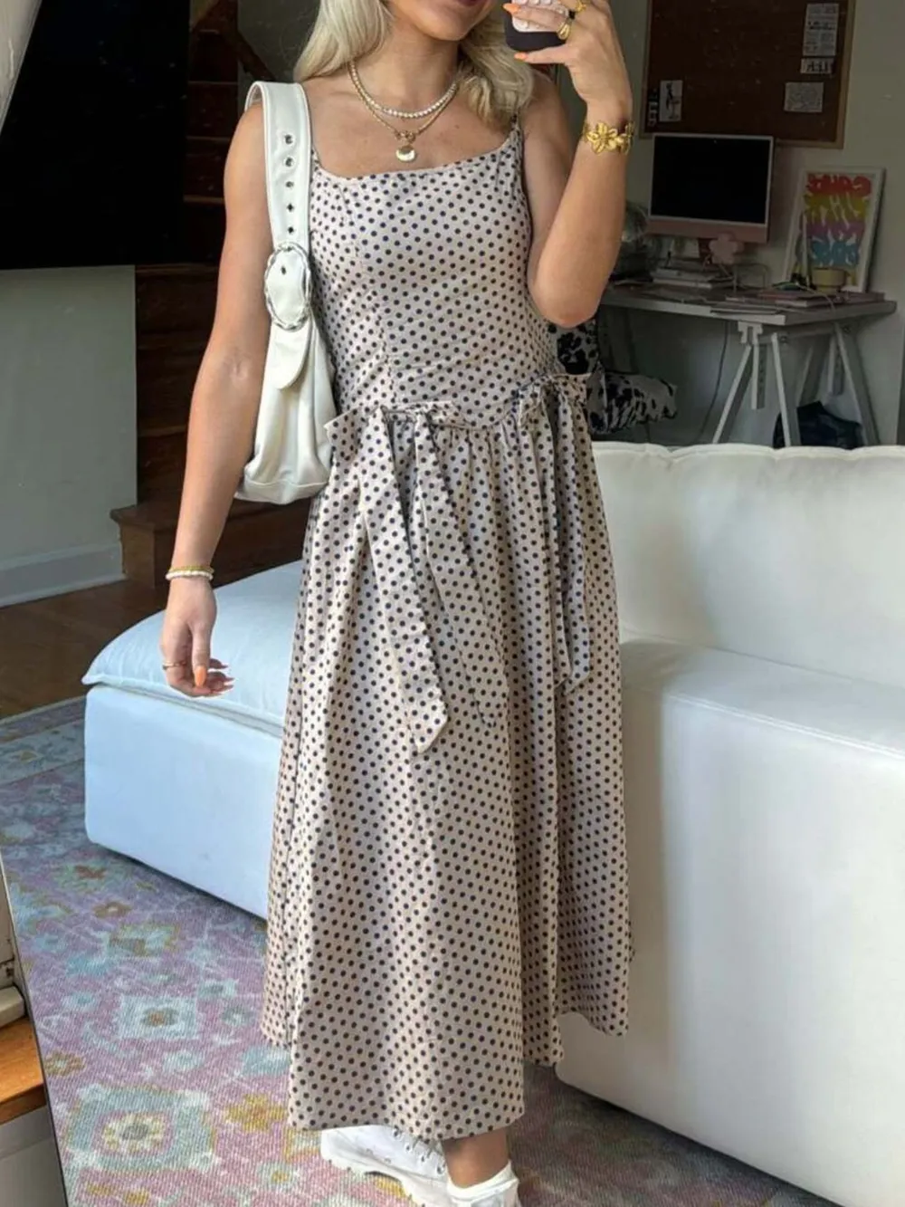 Bow Detail Midi Cami Dress, image 2