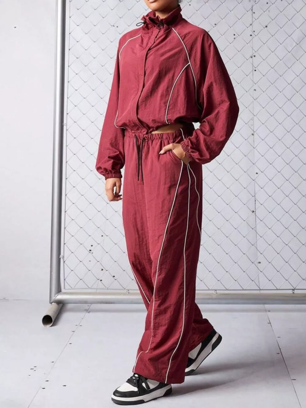 Crop Jacket and Wide-Leg Pants Set, image 3