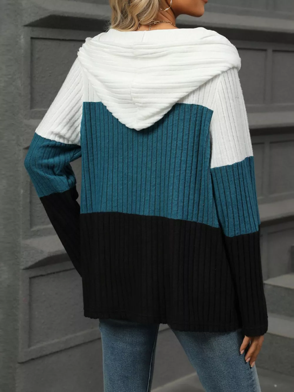 Color Block Half Zip Hooded Top, image 23