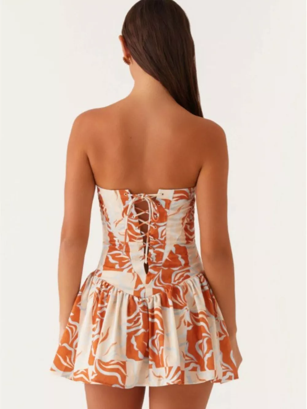 Lace Up Back Tube Dress, image 13