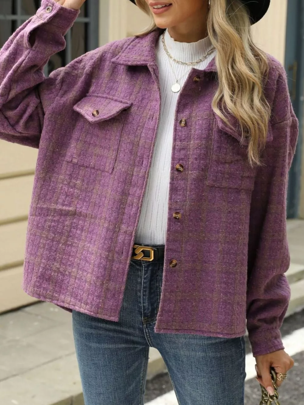 Plaid Button Up Long Sleeve Jacket, image 18