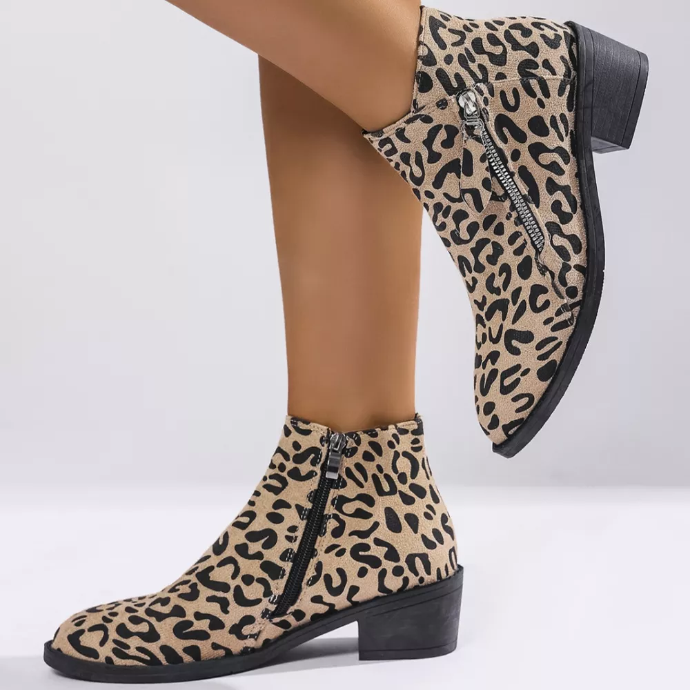 Leopard Block Heel Ankle Boots, image 2