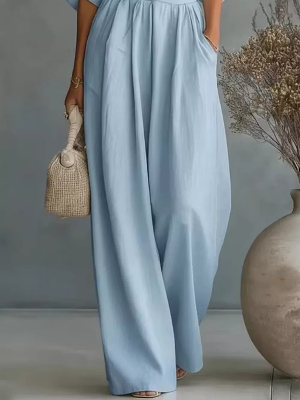 Full Size Half Sleeve Wide-Leg Jumpsuit Plus Size, image 4