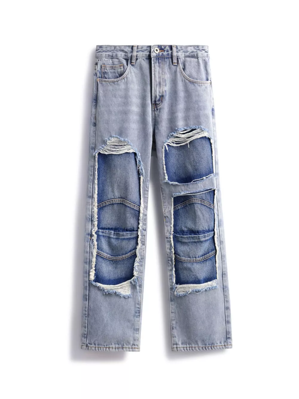 Men's Distressed Patchwork Jeans, image 8
