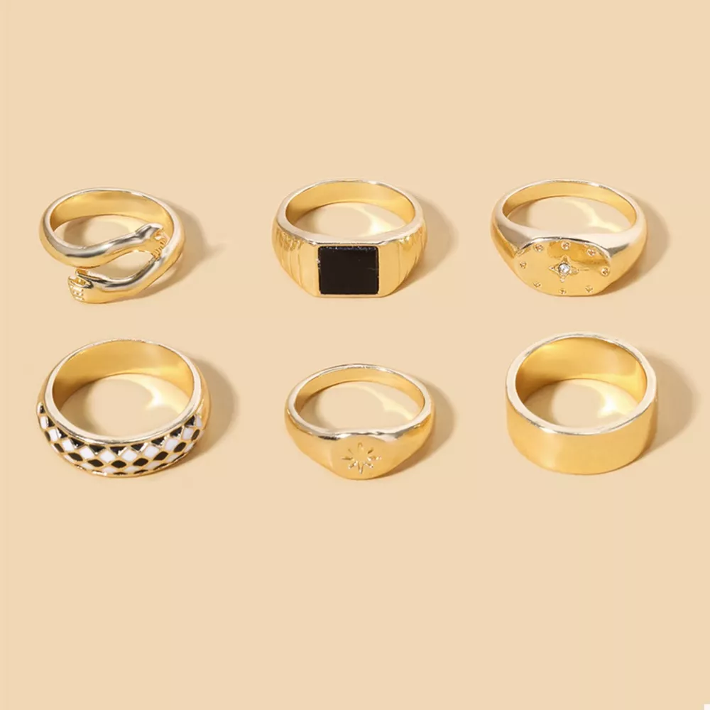 6 Piece 18K Gold-Plated Ring, image 3