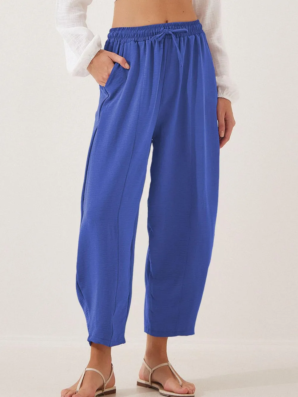Full Size Drawstring Cropped Jogger Pants Plus Size, image 7