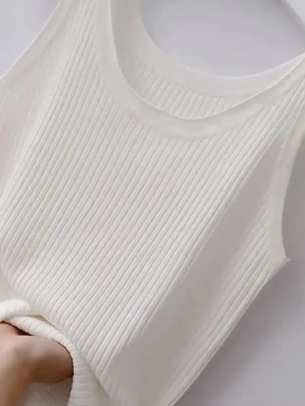 Plus Size Ribbed Knit Scoop Neck Tank Top, image 2