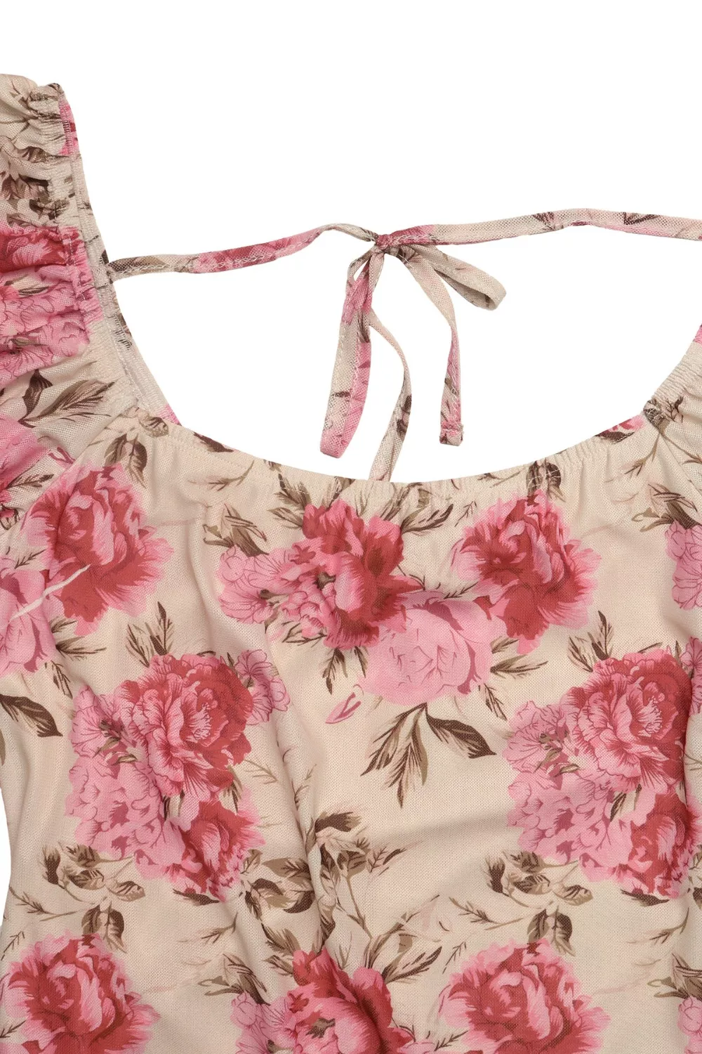 Floral Print Ruffle Hem Flutter Sleeve Dress, image 7