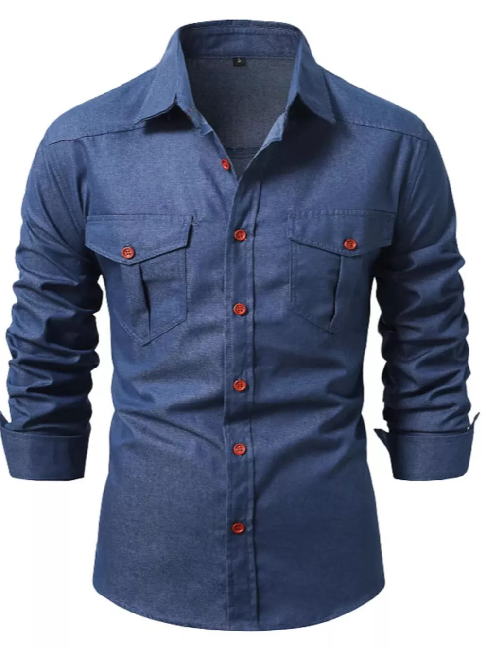 Men's Full Size Casual Long Sleeve Denim Shirt Plus Size, image 2