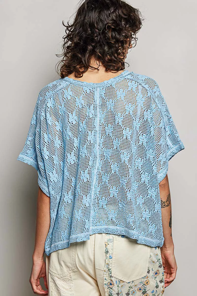 Crochet Lace Short Sleeve Top, image 4