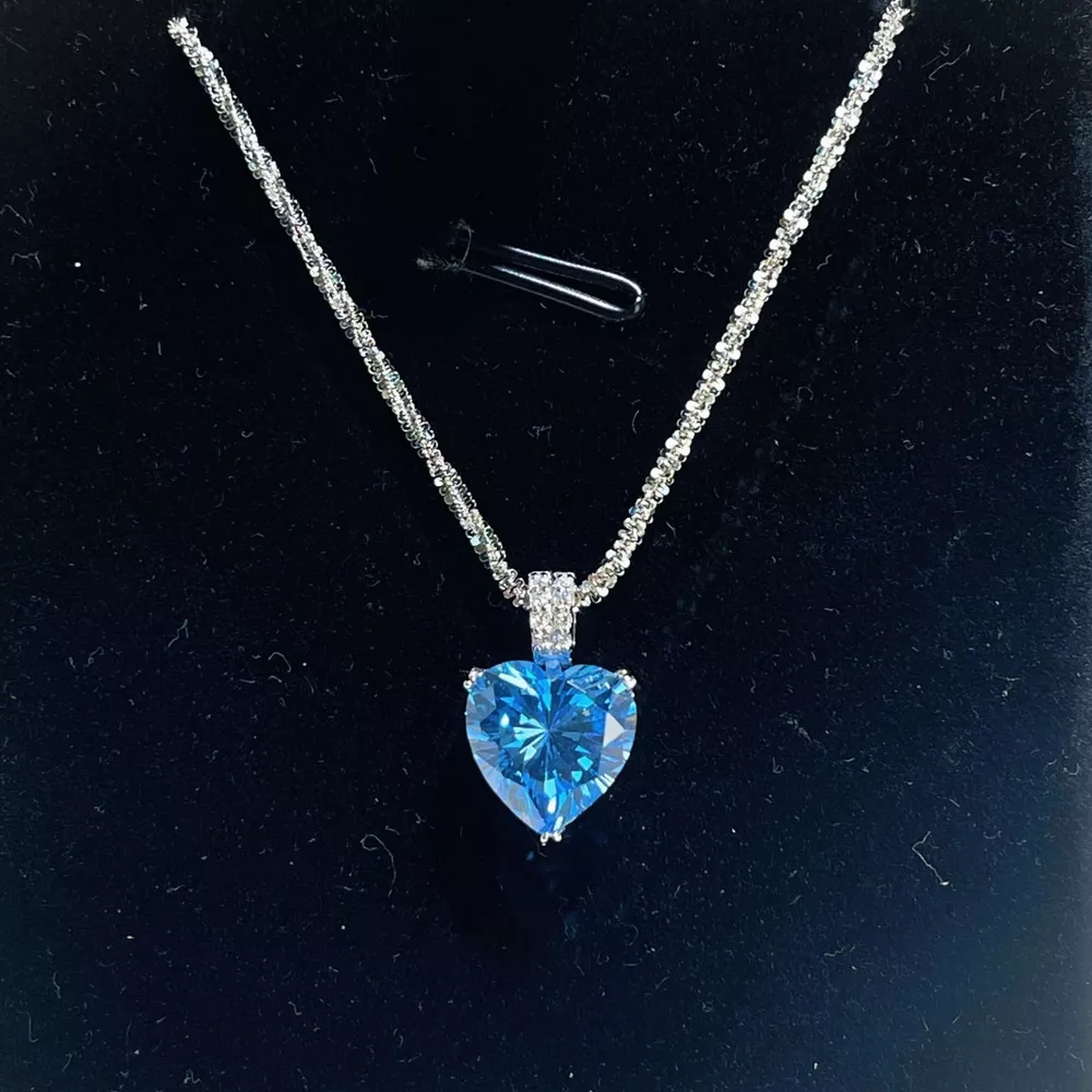 925 Sterling Silver Zircon Heart Necklace, image 2