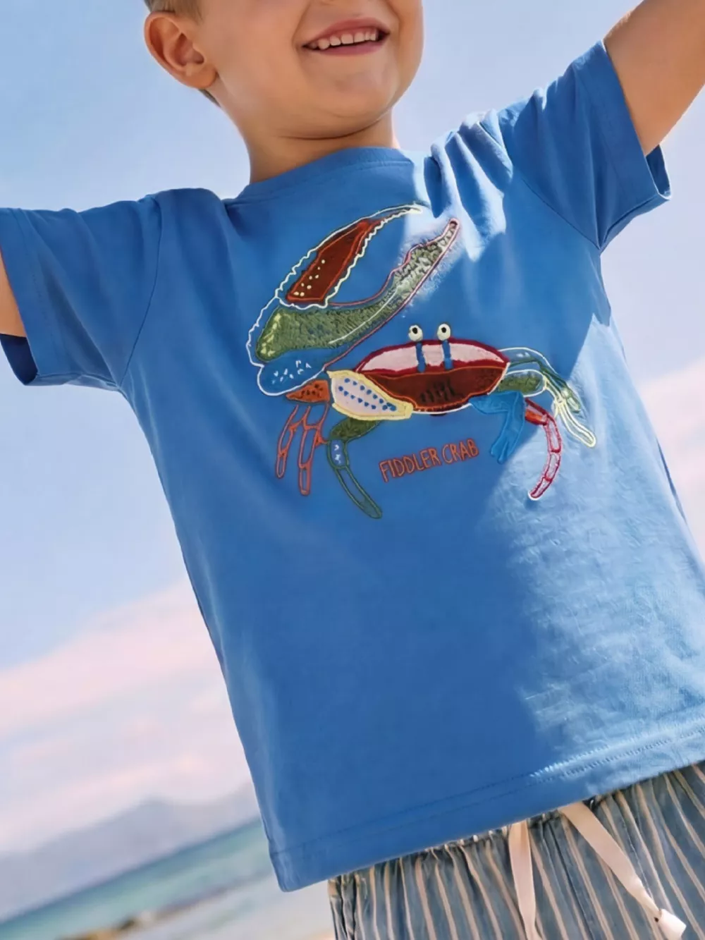 Children's Embroidered Crab Short Sleeve T-Shirt