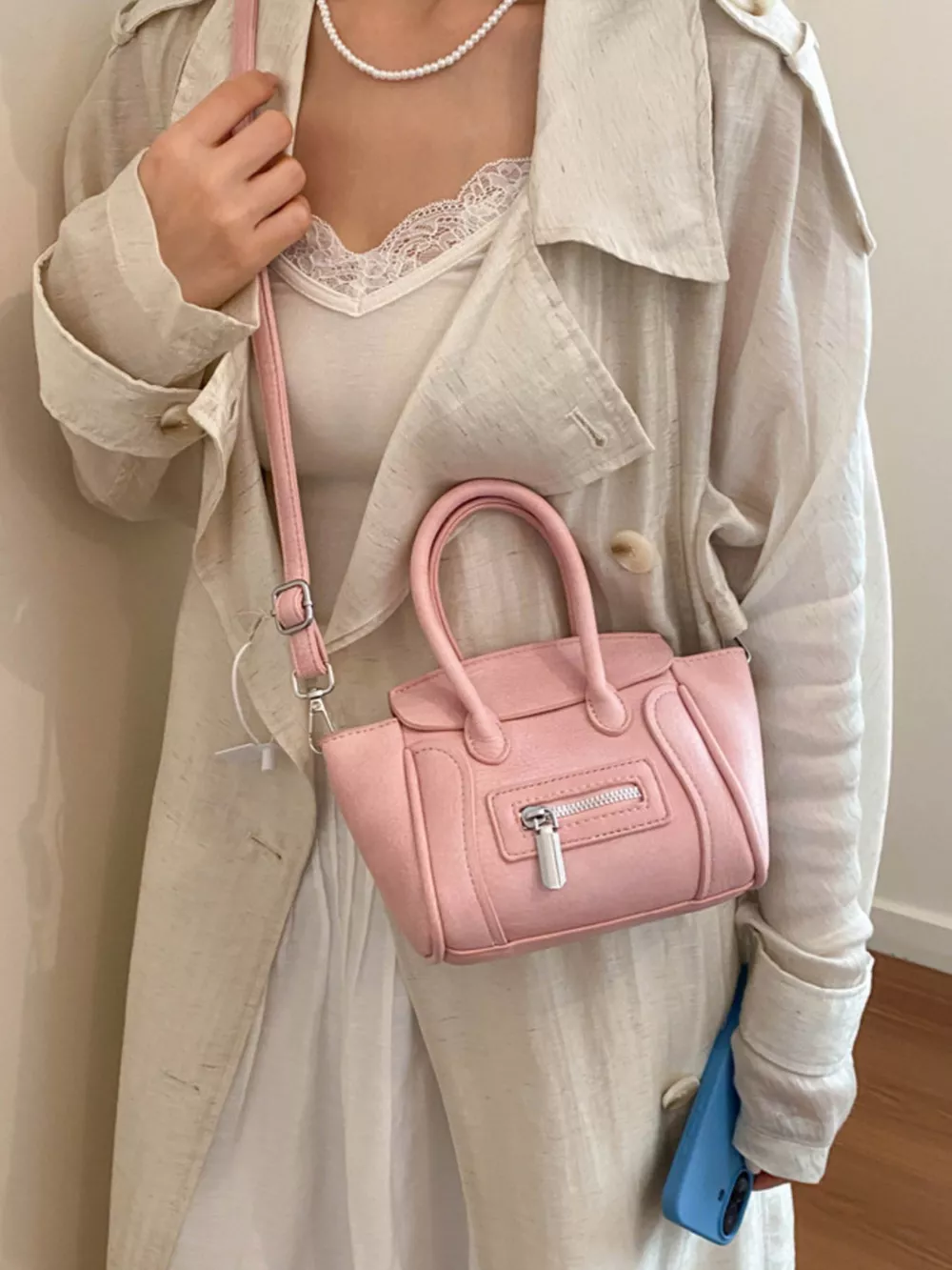Top Handle PU Leather Crossbody Bag, image 6
