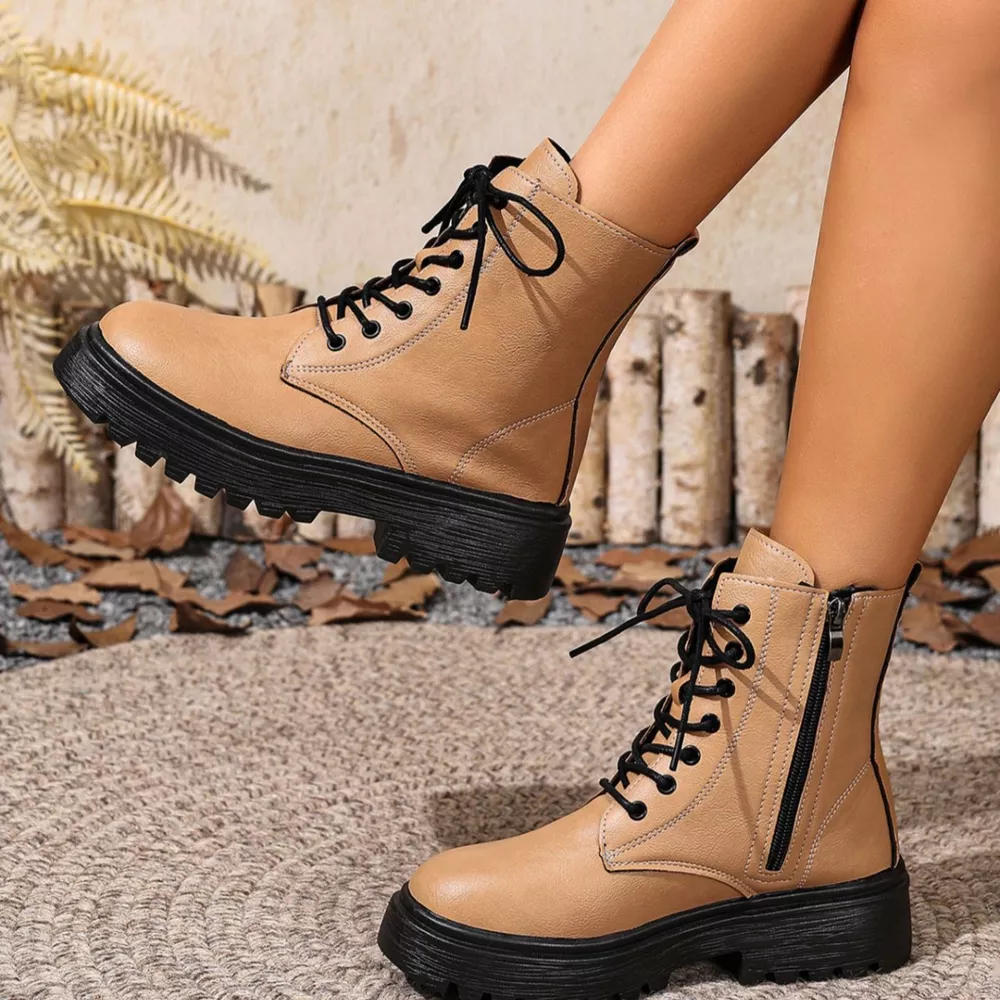 Lace-Up Ankle Combat Boots, image 5