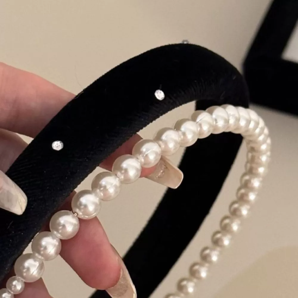 Pearl Embellished Velvet Headband, image 5