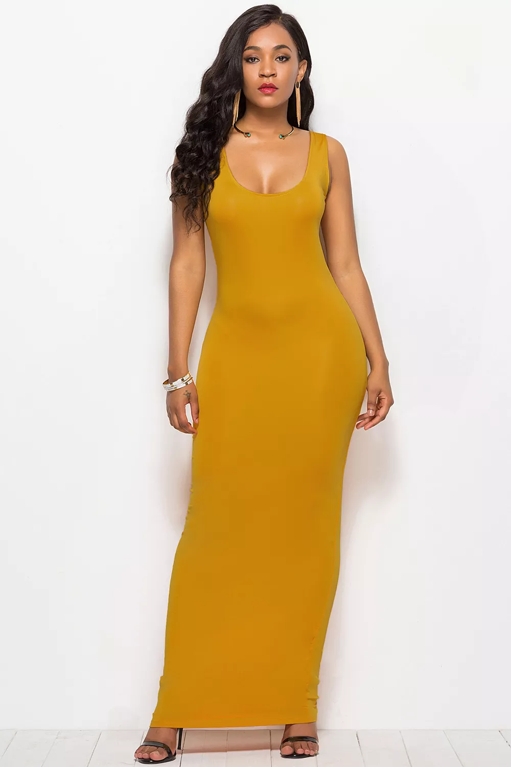 Scoop Neck Wide Strap Maxi Dress, image 2