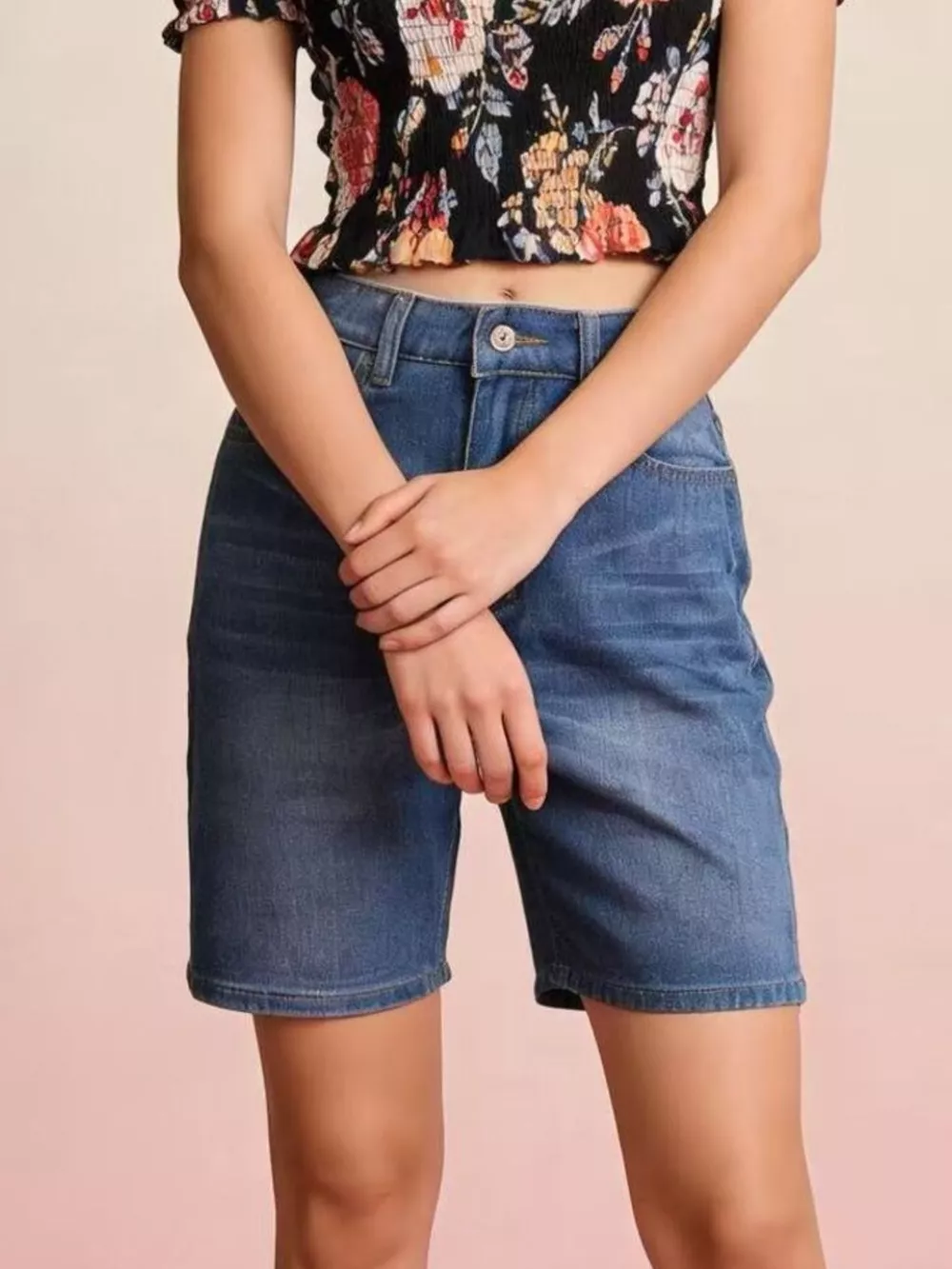 High Waist Denim Shorts, image 6