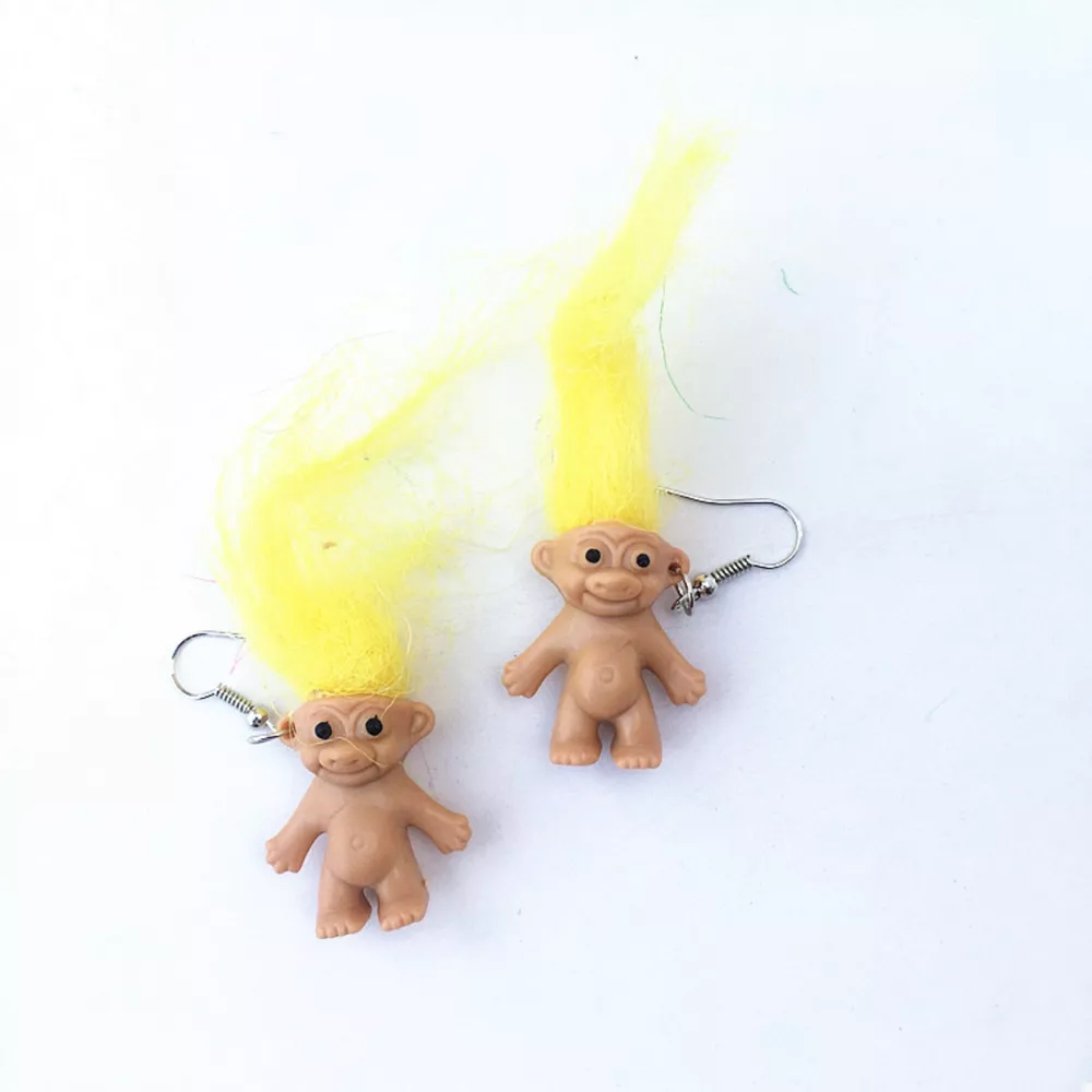 Whimsical Troll Doll Dangle Earrings, image 2