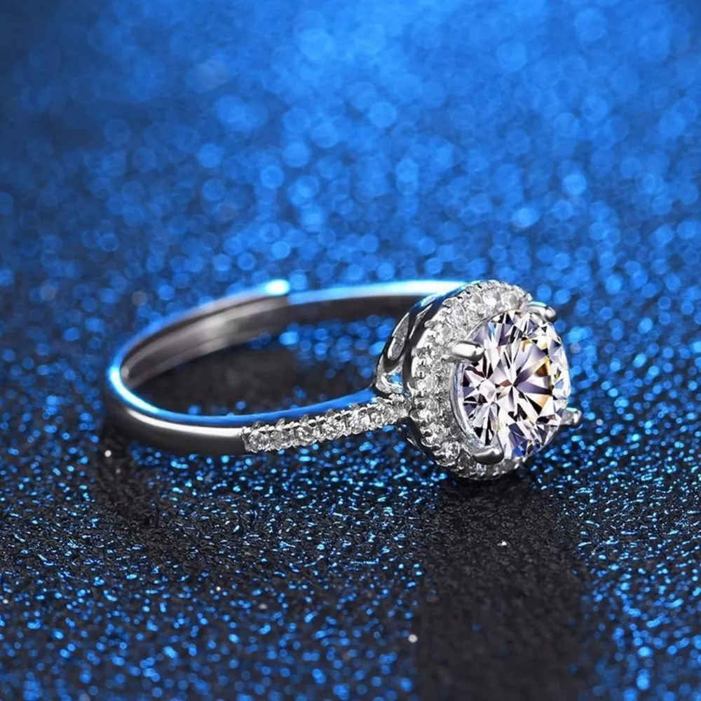1 Carat Moissanite 925 Sterling Silver Ring, image 3