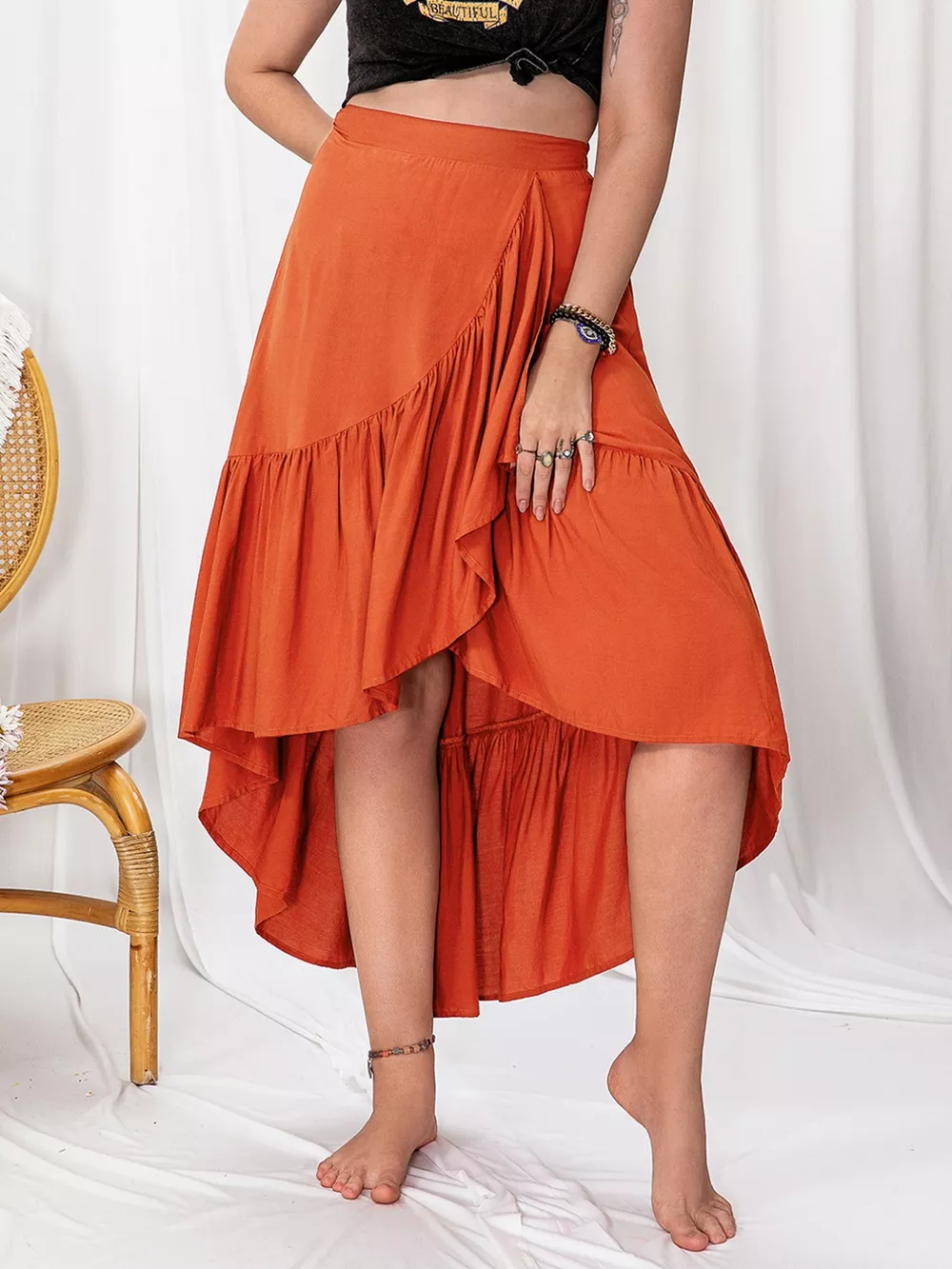 Plus Size Ruffled High-Low Skirt, image 6