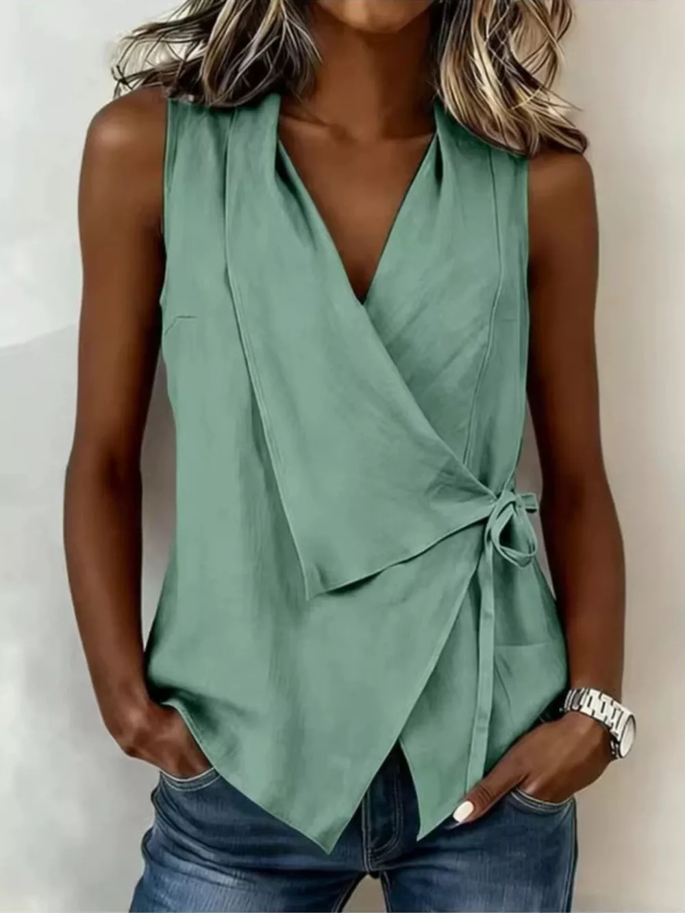Tie Detail Sleeveless Top, image 5