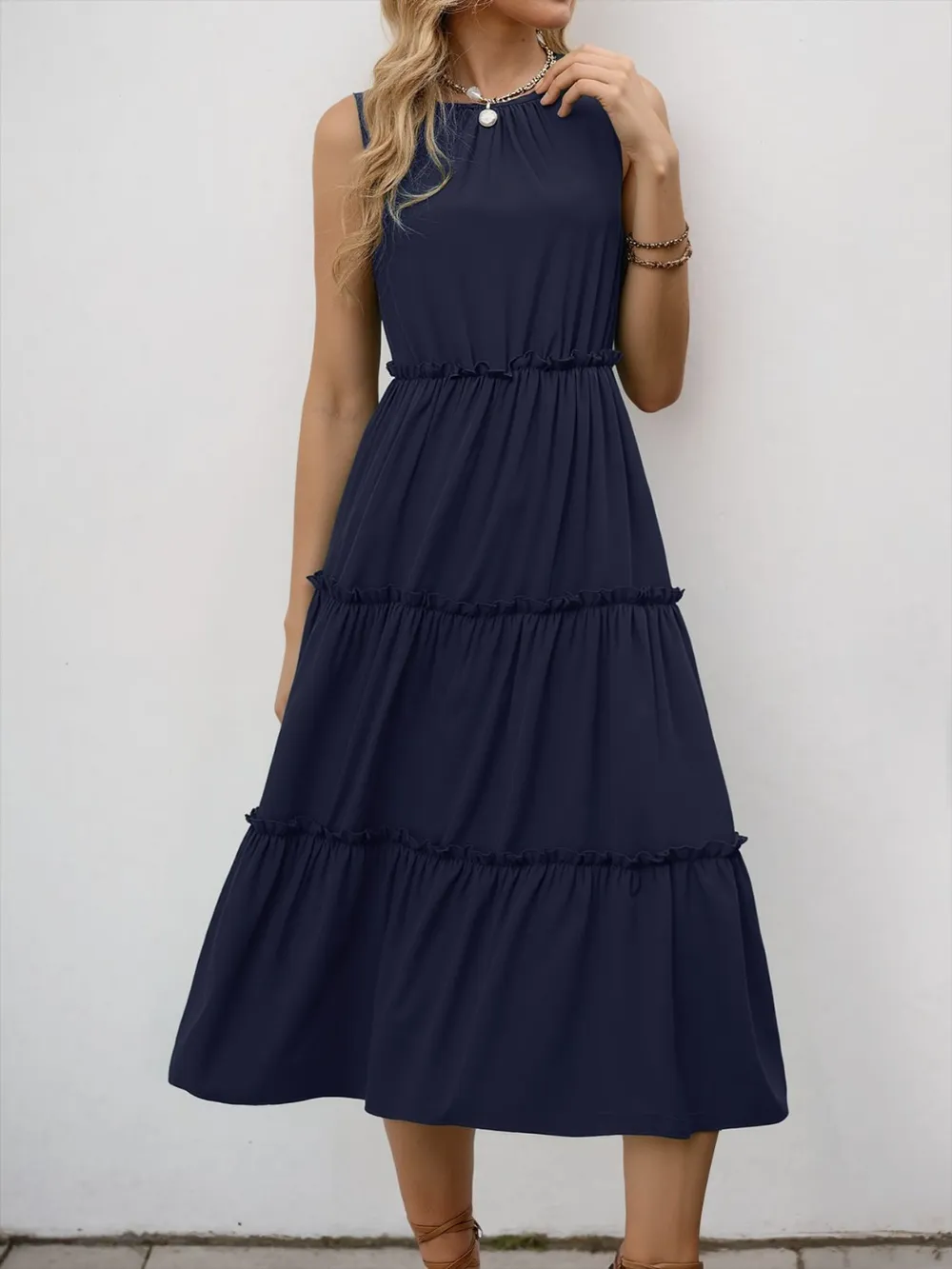 Frill Tiered Midi Dress, image 2